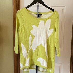 Alison Sheri Chartreuse Floral Knit Top